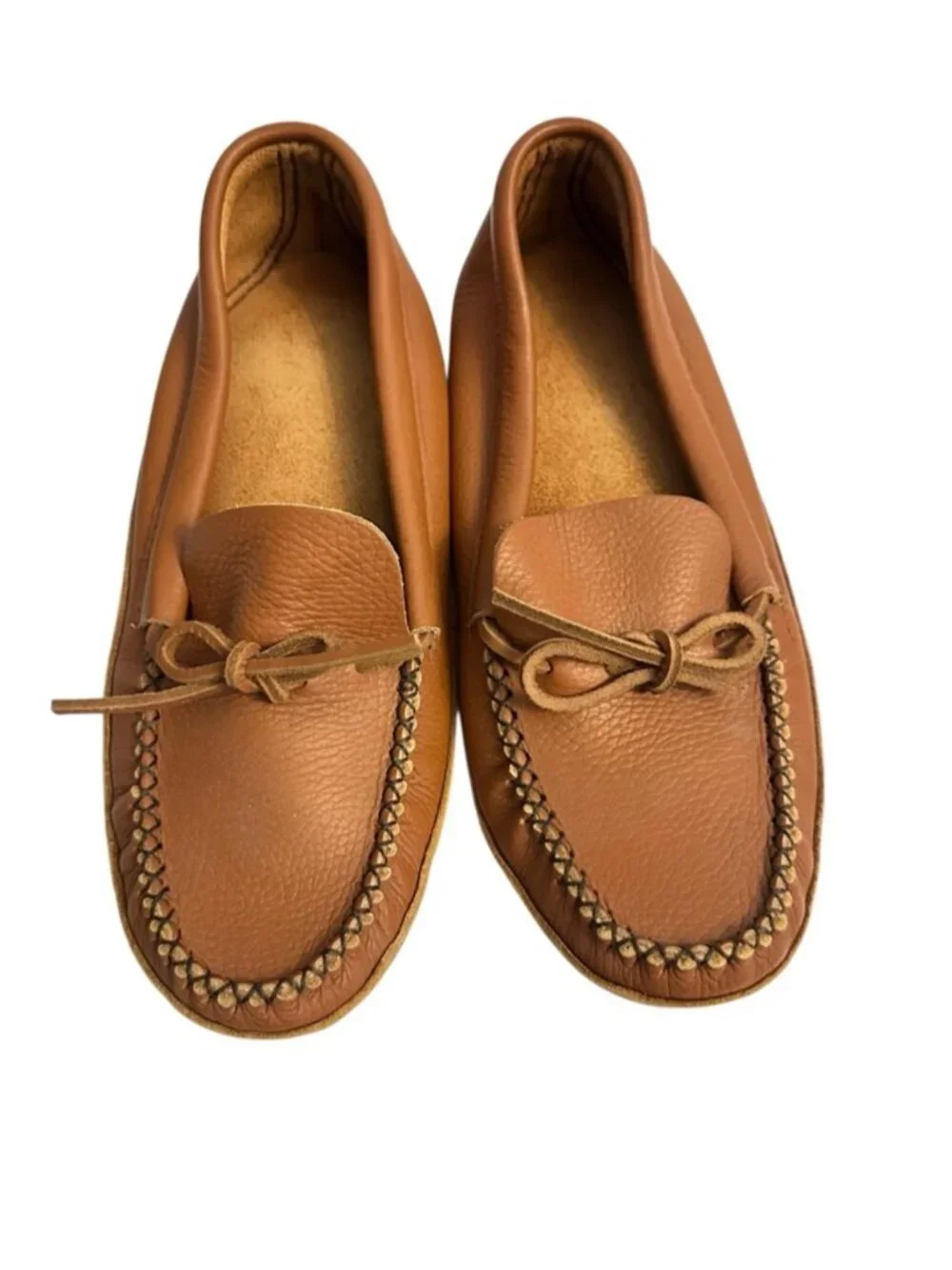 Genuine Leather House Moccasins Brown Slip On Padded Indoor Slippers Men's 13